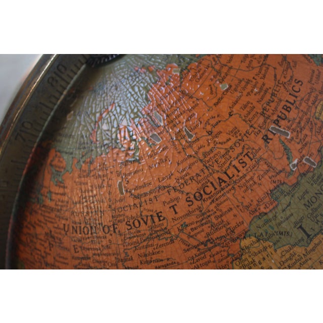 Wood 1960s Replogle Illuminated Glass Globe on Mahogany Stand For Sale - Image 7 of 13