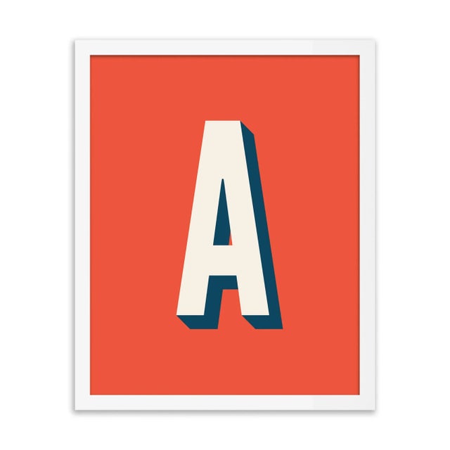 Alphabet Series in Red, Letter A by Pencil & Paper in White Frame, XS Art Print For Sale