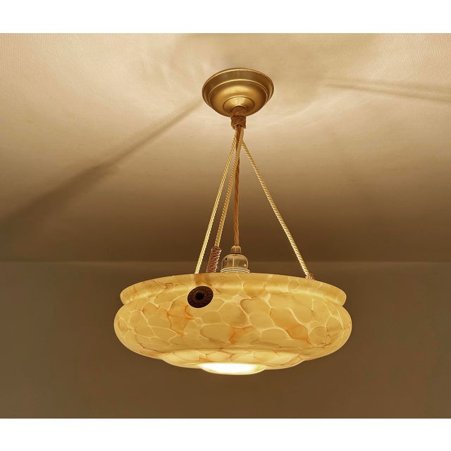 Art Deco Pendant Light in Amber Marble Glass, 1930s For Sale - Image 4 of 18