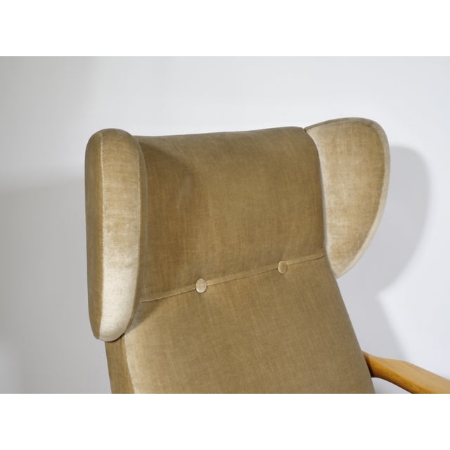Mid-Century Modern Mid-Century Modern Wingback Chair with Folding Function in Wood, 1970s For Sale - Image 3 of 12