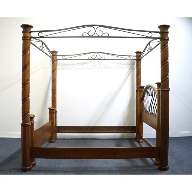Brown Thomasville Furniture Renaissance Collection Solid Oak Adjustable King / Queen Size Canopy Bed 34511-475 For Sale - Image 8 of 18