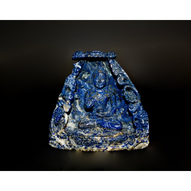 Lapis Lazuli Buddha in Alcove Finely Carved For Sale - Image 12 of 14