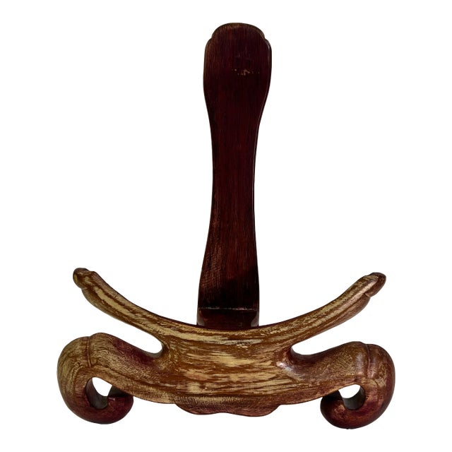 Vintage Chinese Carved Table Top Easel for Plate / Charger For Sale