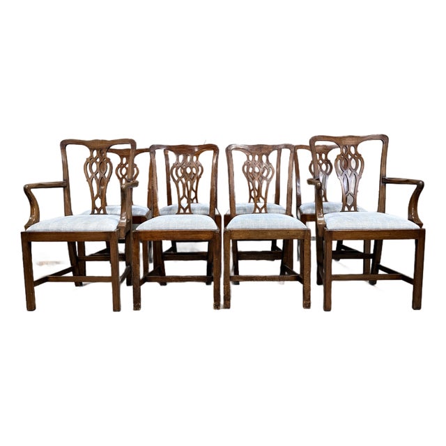 Set of 8 Spectacular Antique 1830 Chippendale Mahogany Dining Chairs For Sale