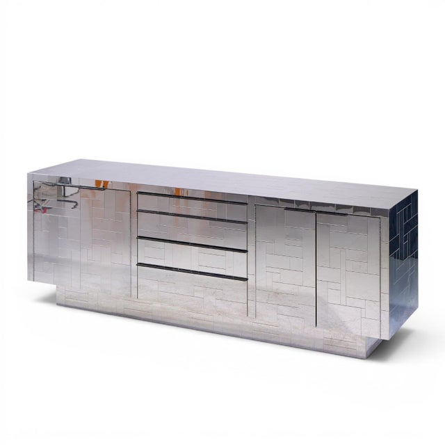 Mid-Century Modern Paul Evans Cityscape Mid Century Chrome and Stainless Steel Credenza For Sale - Image 3 of 11