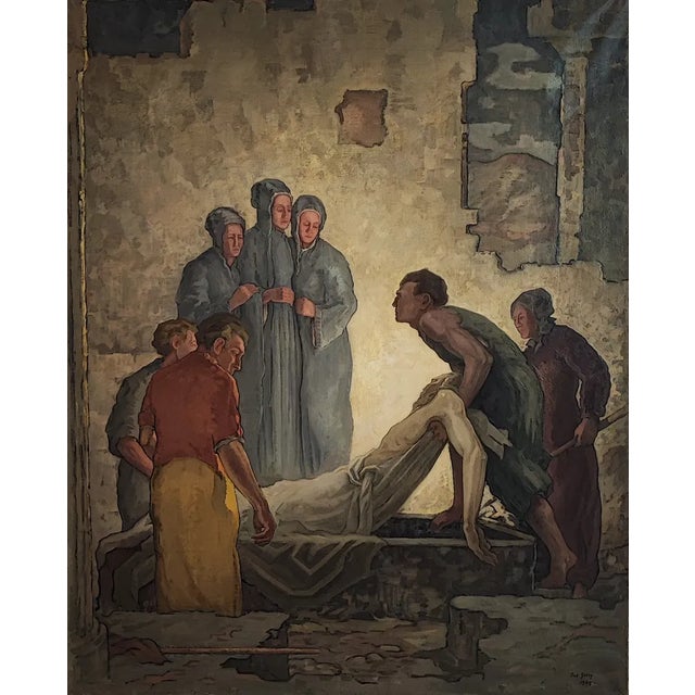 Frédéric Goerg, La mise au tombeau du Christ, 1944, Oil on Canvas For Sale