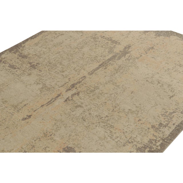 Rug & Kilim Distressed Style Modern Rug in Beige-Brown Abstract Pattern by Rug & Kilim For Sale - Image 4 of 7