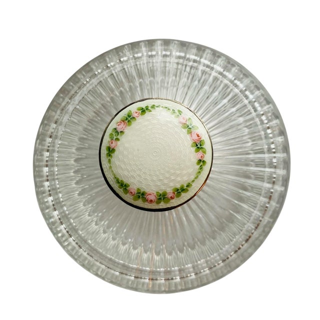 1920s Antique Heisey Glass Vanity Jar With a Sterling Enameled Handle, 1920s For Sale - Image 5 of 10