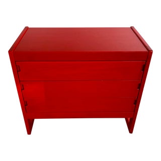 1970s Red Three Drawer Dresser For Sale