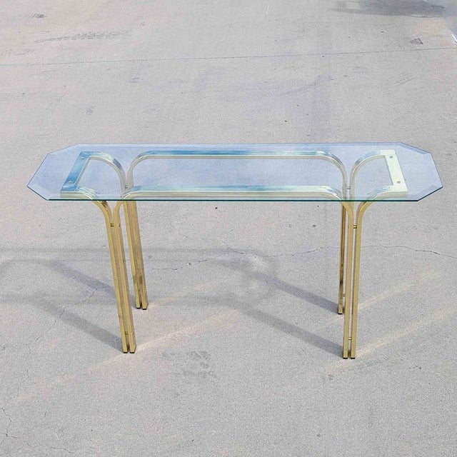 Vintage Brass and Glass Console Table, Mid-Century, Hollywood Regency For Sale In Los Angeles - Image 6 of 13