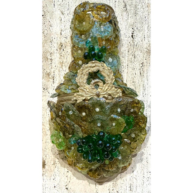 Vintage Italian Murano Glass Flower Sconce - A Pair For Sale - Image 11 of 12