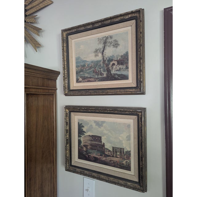 Vintage Framed Italian Neoclassical Architectural Art Framed -a Pair For Sale - Image 10 of 17