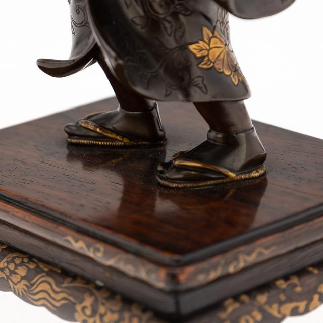 Antique Japanese Gilt Bronze Kawaraban Figurine from Miyao Eisuke Company, 19th Century For Sale - Image 16 of 18