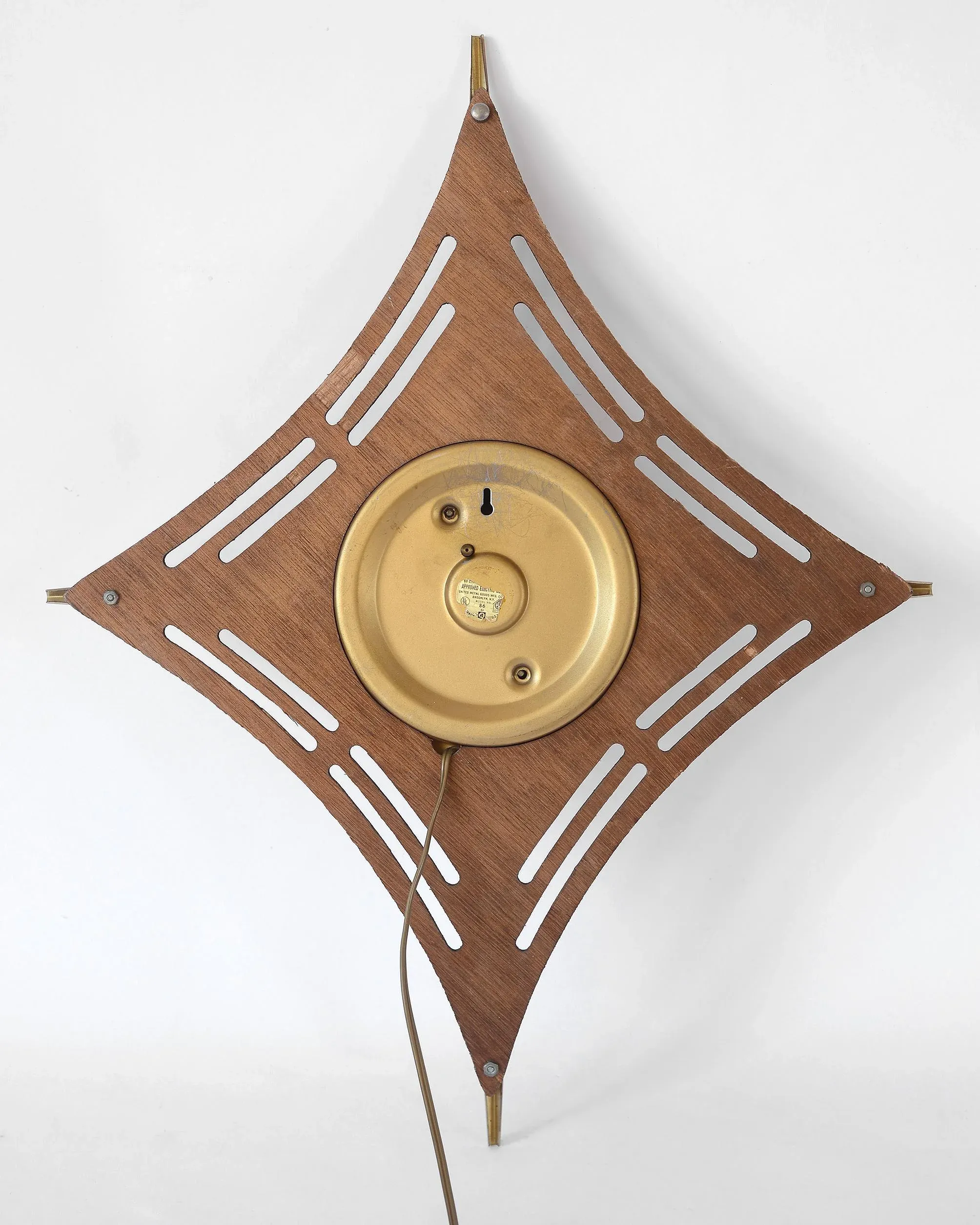 50s Wood＆Brass clock 1950s-united-mid-century-