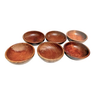 Vintage Mid-Century Teak Wood Danish Modern Mini Bowls – Set of 6 For Sale