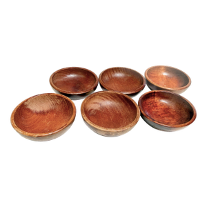 Vintage Mid-Century Teak Wood Danish Modern Mini Bowls – Set of 6