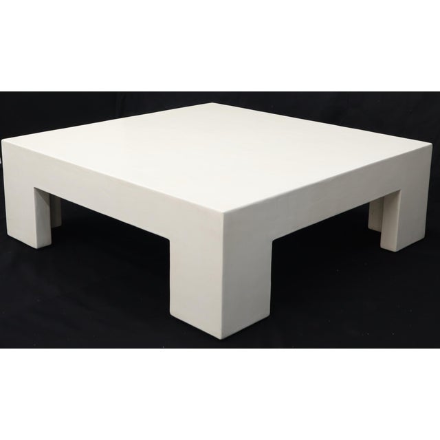 Robert Kuo Large Square White Enamel Lacquer Coffee Table Chairish