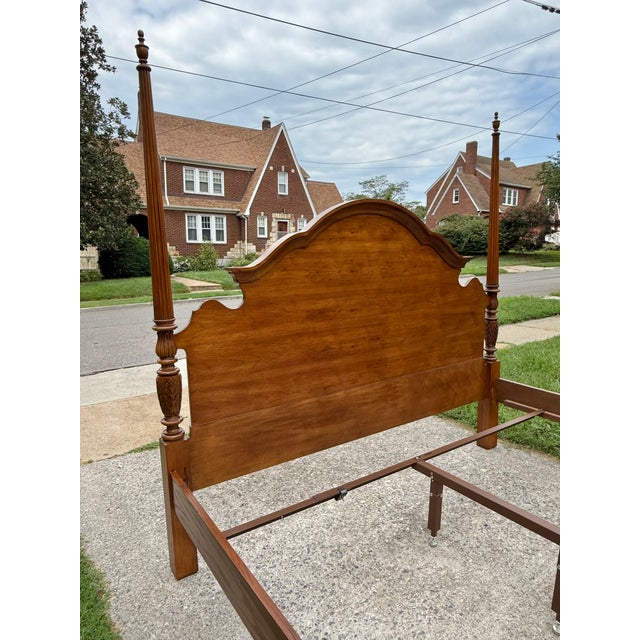 Thomasville Thomasville King Size Hardwood Carved Poster Bed For Sale - Image 4 of 18