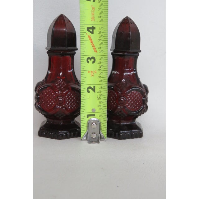 1970s Avon Cape Cod Collection Ruby Red Glass Salt and Pepper Shakers 2pc Pair 4986b For Sale - Image 5 of 16