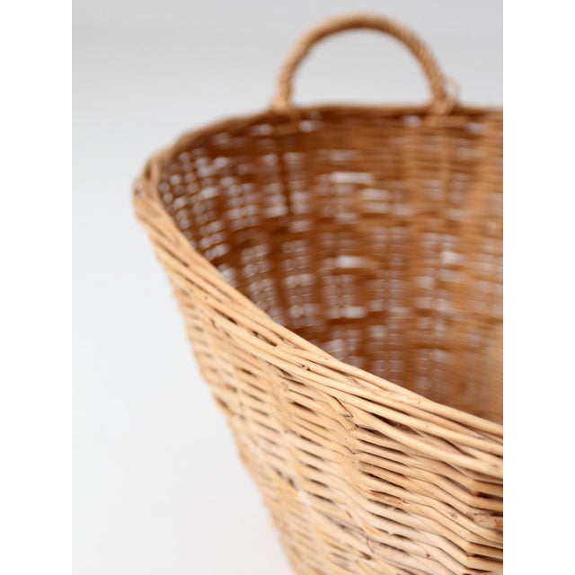 Antique French Country Wicker Laundry Basket For Sale - Image 12 of 14