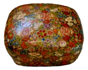 1950s Lacquered Floral Trinket Box, Kashmir