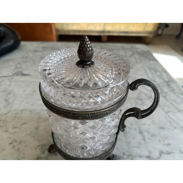 Italian Art Nouveau Rock Crystal Jar with Lid Faceted Cut and Ornamental Mount, 1890s For Sale - Image 10 of 18
