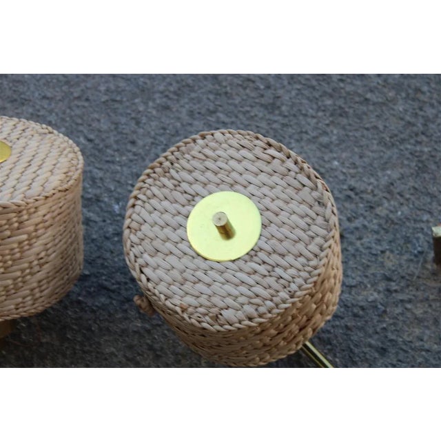 Brass and Straw Bedside Lamps, Italy, 1970s, Set of 2 For Sale - Image 13 of 16
