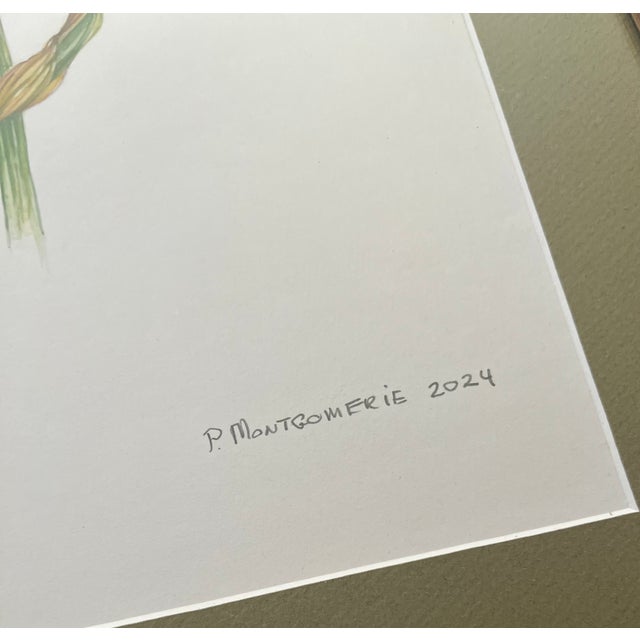 2020s Botanic Watercolor Purple Iris Art Framed, Signed For Sale - Image 5 of 6