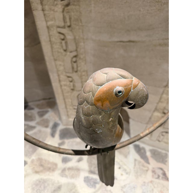 Copper Sergio Bustamante Hanging Parrot Sculpture Arts Craft Mid-Century Modern For Sale - Image 8 of 16