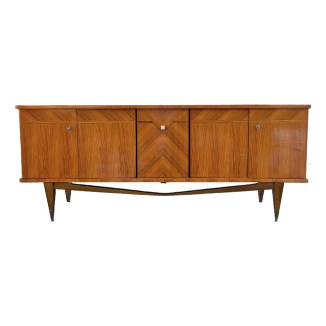 French Mid-Century Modern 1955's Mahogany 5 Door Sideboard For Sale