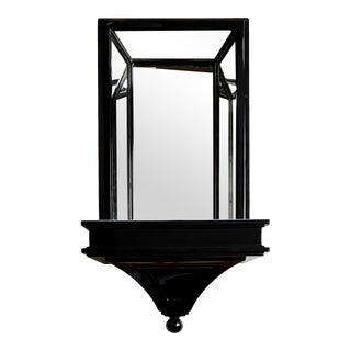 Black Lacquer Mirrored Pagoda Candle Wall Sconce For Sale