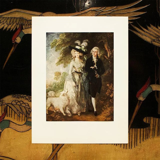 English 1956 After Thomas Gainsborough "The Morning Walk", Vintage Full-Color Print For Sale - Image 3 of 8