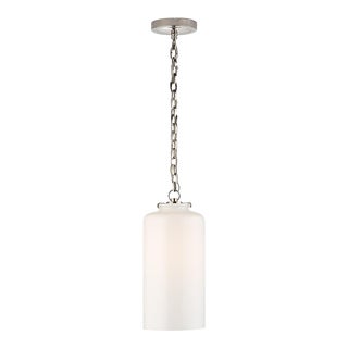 Thomas O'Brien for Visual Comfort Signature Katie Cylinder Pendant in Polished Nickel with White Glass For Sale