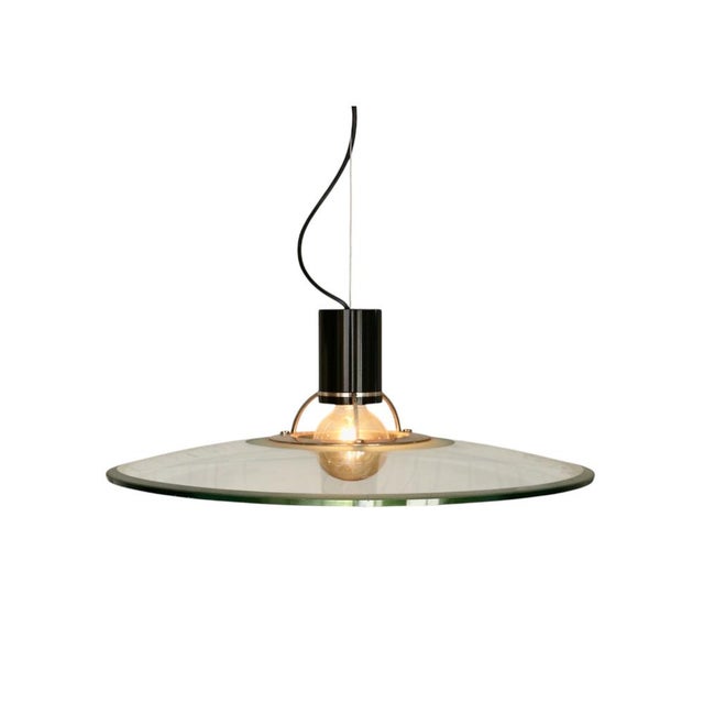 Metal Large Chandelier in Thick Glass, Chrome and Black Lacquered Metal, Italy, 1970s For Sale - Image 7 of 11