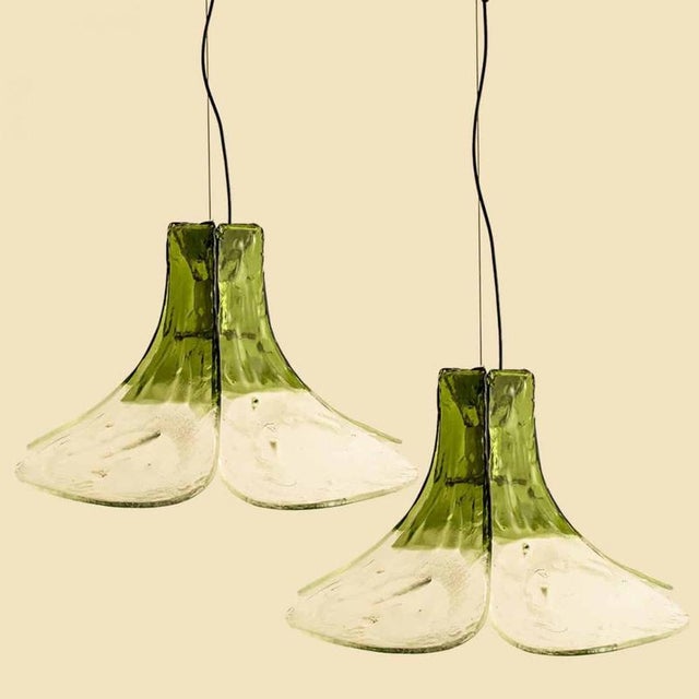 Green and Clear Glass Pendant Lamp by Carlo Nason for Mazzega, 1960 For Sale - Image 3 of 18