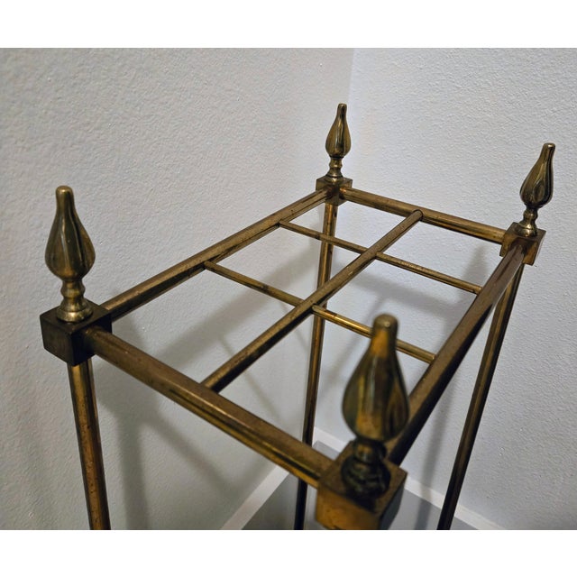 Early 20th Century Vintage Brass & Cast Iron Umbrella/Stick Stand With Finials For Sale - Image 5 of 6