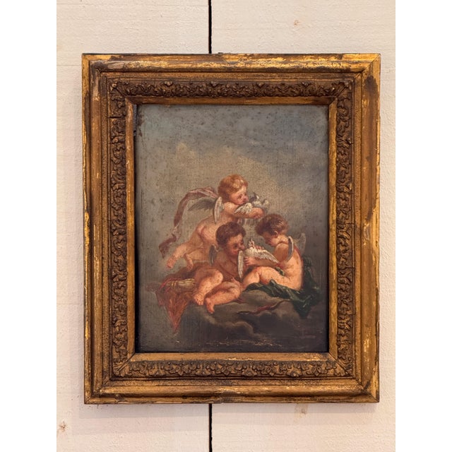 Traditional 19th Century Pair of Continental Paintings Depicting Cherubic Figures For Sale - Image 3 of 7