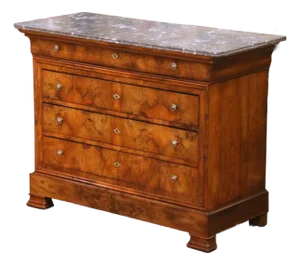 19th Century French Louis Philippe Burled Mahogany Commode With Marble Top