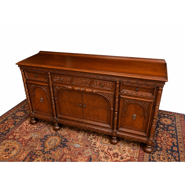 Early 20th Century Early 20th Century Renaissance Revival Style Carved Walnut Sideboard For Sale - Image 5 of 8