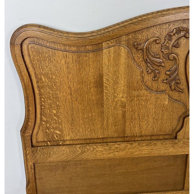Vintage French Louis XVI Double Bed Frame in Carved Oak For Sale - Image 9 of 15