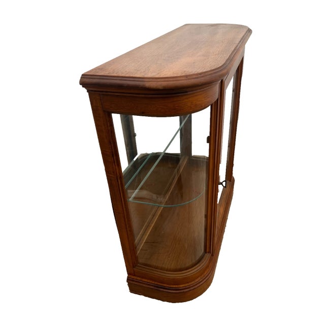 Vintage China Cabinet Curio Display Glass Door, Shelf, Curved Sides, Mirror Back For Sale - Image 4 of 11