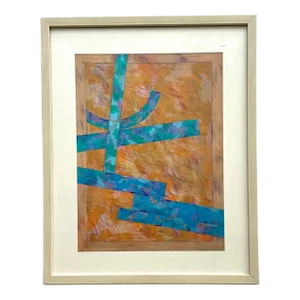 Vintage Boho Abstract Mixed Media on Paper