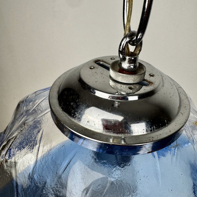 Mid-Century Blue Murano Glass Pendant Lamp in the style of Mazzega, Italy, 1970s For Sale - Image 6 of 11