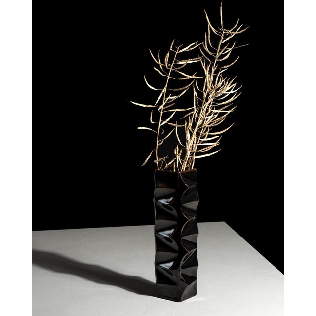 Ceramic Black Glazed Porcelain Vase by Heinrich Fuchs for Hutschenreuther, 1960s–1970s For Sale - Image 7 of 8
