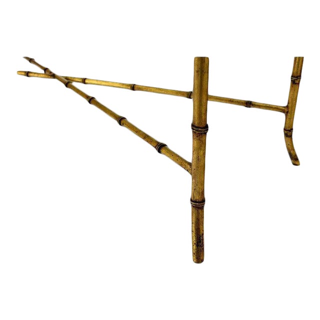 Long rectangle faux bamboo coffee table with heavy 3/4" thick glass top. In style of Maison Bagues In style of Maison Bagues