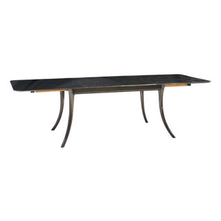 Robsjohn Gibbings for Widdicomb Mid Century Ebonized Expanding Saber Leg Dining Table With 2 Leaves For Sale
