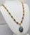 Vintage 1960s Signed Jomaz Goldtone Grey & White Cabochon Necklace For Sale - Image 4 of 12