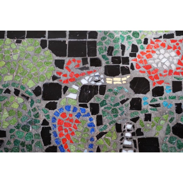 Vintage Coffee Table in Oak and Mosaic with Inlay Artwork, 1970s For Sale - Image 6 of 13