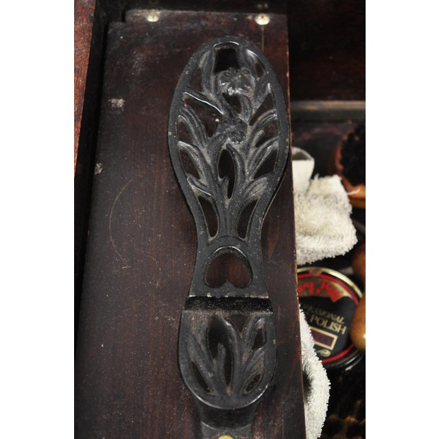 Antique Flip Top Georgian Chippendale Style Mahogany Shoe Shine Box Footstool For Sale - Image 13 of 18