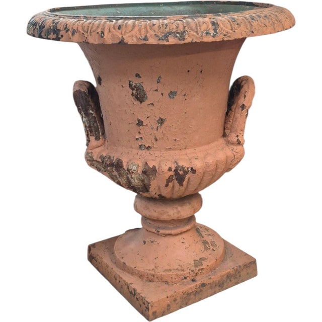 These are 19th C classic-style cast iron garden urns/planters , with a ~24-inch rim diameter. And 28 inches high. campana...